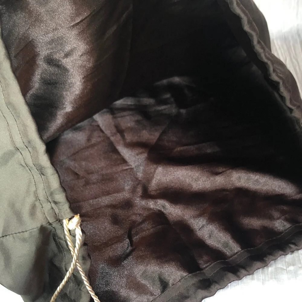 Vintage COACH brown satin purse dust bag w/ elastic drawstring close